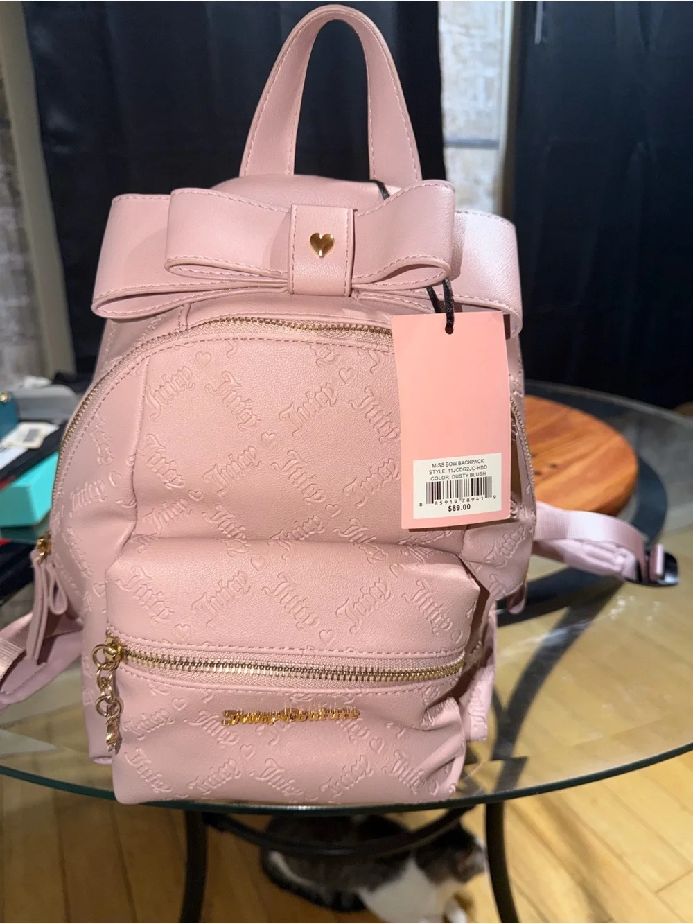 Juicy Couture dusty blush Bow Mini Backpack